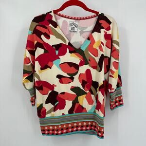 Aldo‎ Martins Cap Juluca Womens Top Size XS Abstract Knit Multicolor Boho Artsy